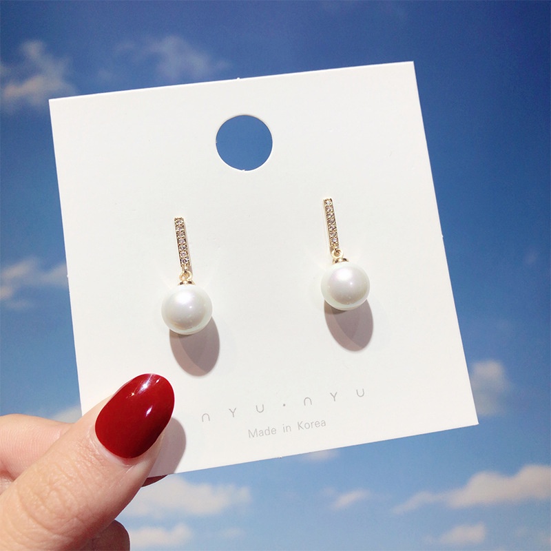 Bông tai bạc S925 đính đá/ ngọc trai giả thời trang Hàn Quốc cho nữ