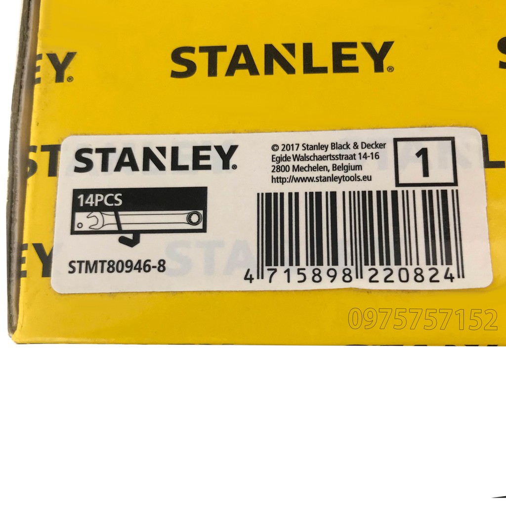 ⚜️FREESHIP⚜️ Bộ cờ lê cao cấp STANLEY 14 chi tiết 8-24mm (Vòng miệng - Đầu tròng) - Chính hãng STANLEY 80-946