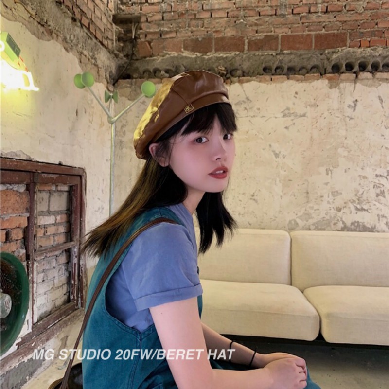 Mũ Nồi MG STUDIO Chất Liệu Da Chóp Phẳng