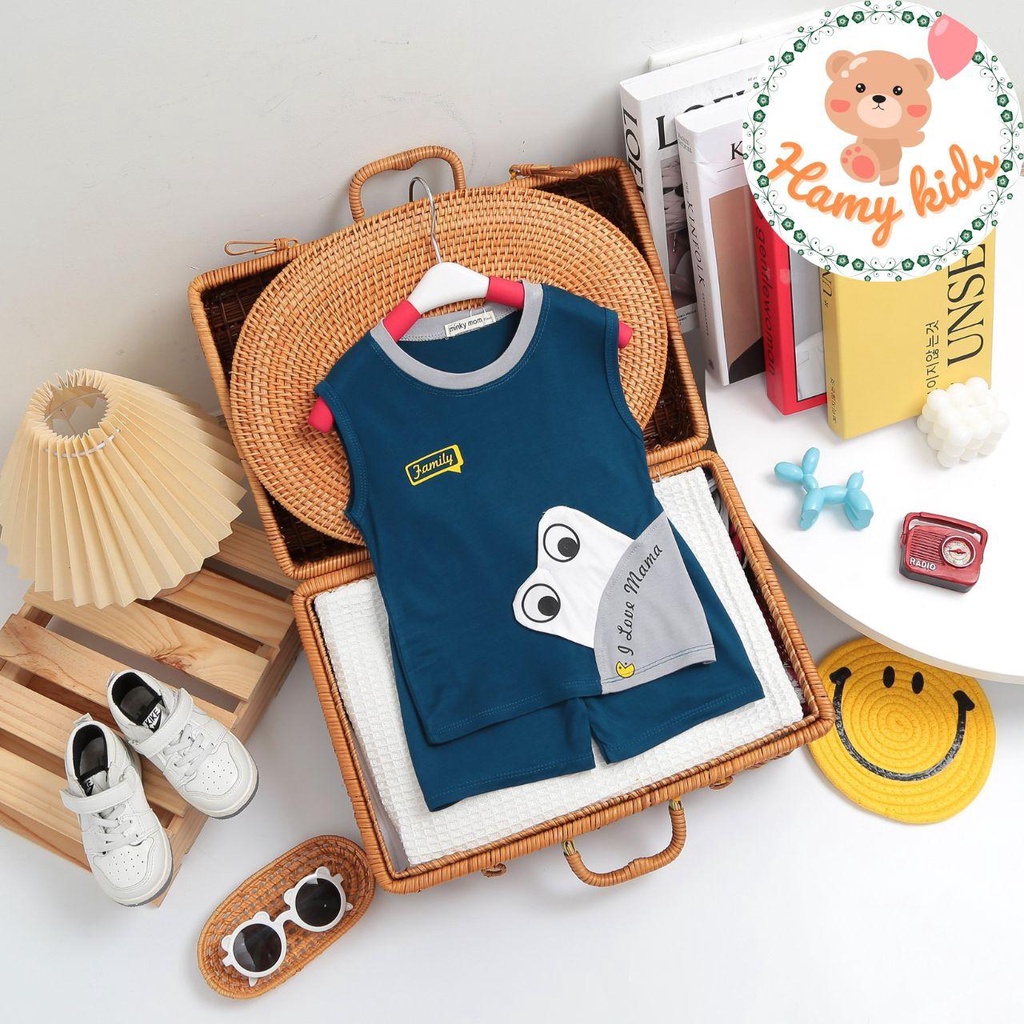 Bộ Ba Lỗ Minky Mom Chính Hãng Vải Thun Lạnh Hình Mắt Độc Đáo Cute Cho Bé Trai Bé Gái Từ 0-5 Tuổi Dưới 22kg - Hamykids