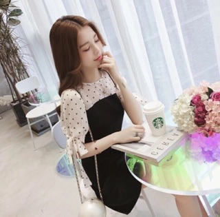 Đầm đen phối voan xinh xắn