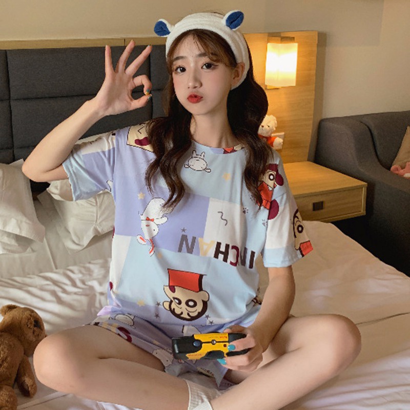 Bộ Đồ Ngủ Ngắn Tay Thời Trang Mùa Hè Dành Cho Nữ