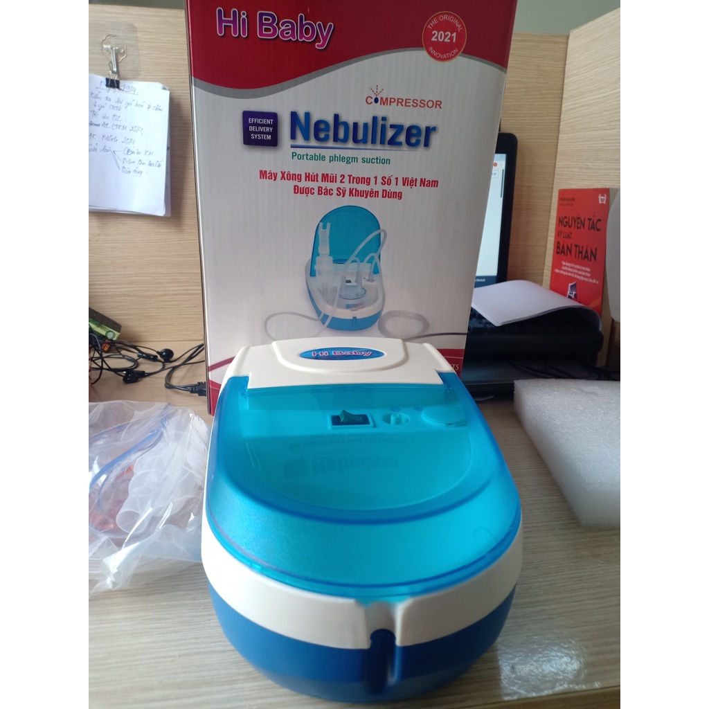Máy Xông Hút mũi họng 2 trong 1 HiBaby, thiết bị xông khí dung và hút dịch đờm nhớt mũi cho trẻ em