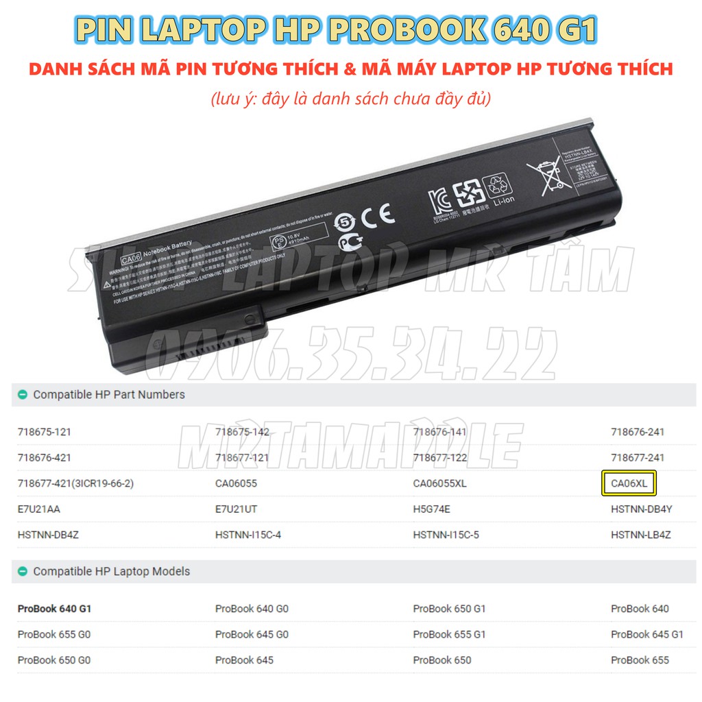 Pin Laptop HP PROBOOK 640 G1 - ProBook 640 G1, 645 G1, 650 G1, 655 G1