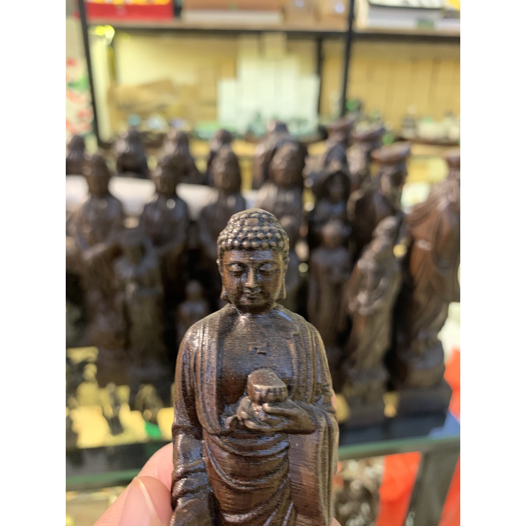 Tượng Phật A Di Đà Bằng Gỗ Đàn Hương (Tượng cao 14 cm)