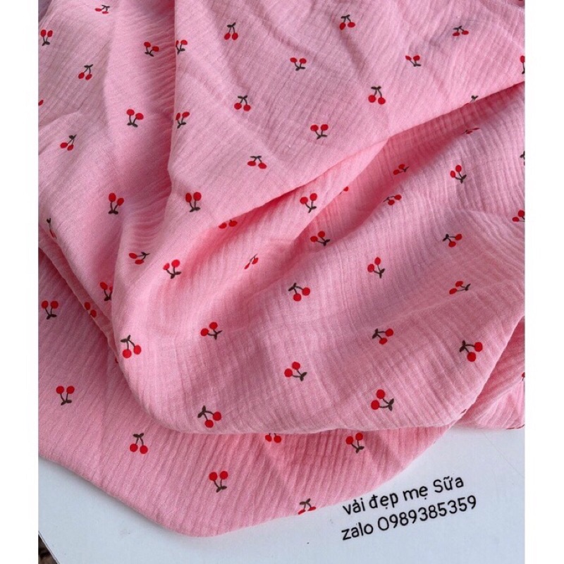 Vải xô muslin cao cấp cherry