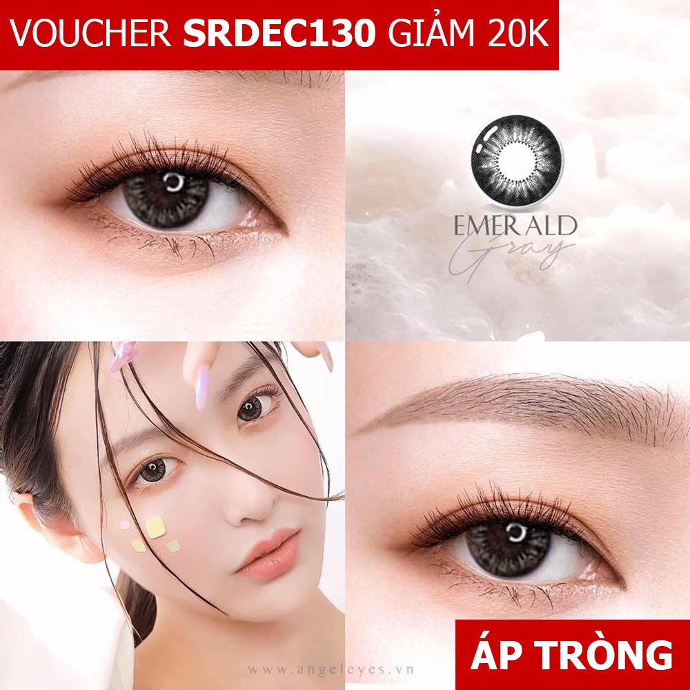 [NHẬP SRDEC130 GIẢM 20K] Contact Lens màu xám Emerald Gray (Cận 0-6) - Kính áp tròng Giãn nhỏ (GDia 14.0) - đeo 8h/ngày