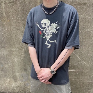 Gallery dept vintage washed distressed angel skull print couple loose casual t-shirt
