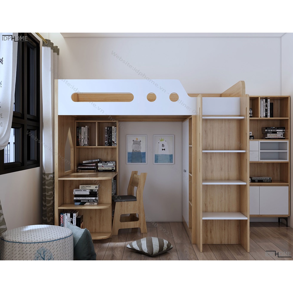 Giường tầng kết hợp bàn học cho bé GT6805