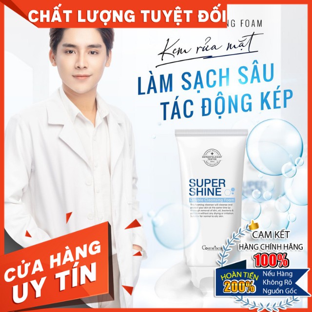 Sữa rửa mặt tạo bọt Cosmeheal Suppershine Double Cleansing Foam cho da dầu, da mụn,da bình thường