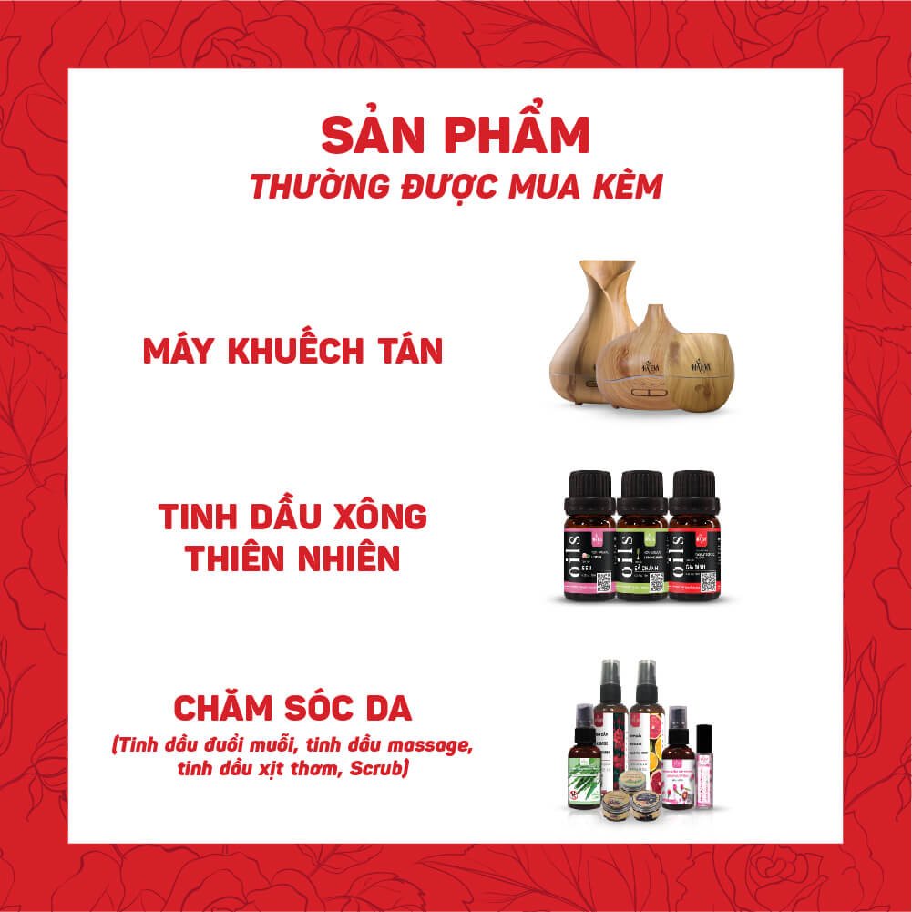 Tinh dầu xông Hoa Hồng Haeva, 100% thiên nhiên, giúp ngủ ngon, thư giãn,làm dịu sự lo lắng, mệt mỏi, Chai 10ml/30ml/100m