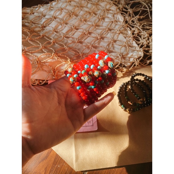 Vòng đá bình an Tây Tạng vòng có hạt đá turquoise