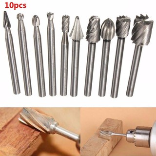 Bộ 10 mũi khoan mài điêu khắc làm lũa gỗ -dụng cụ cây cảnh bonsai cán 3mm - dcg