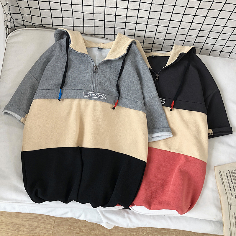 Áo Hoodie Ngắn Tay Form Rộng Phong Cách Năng Động Trẻ Trung Dành Cho Nam