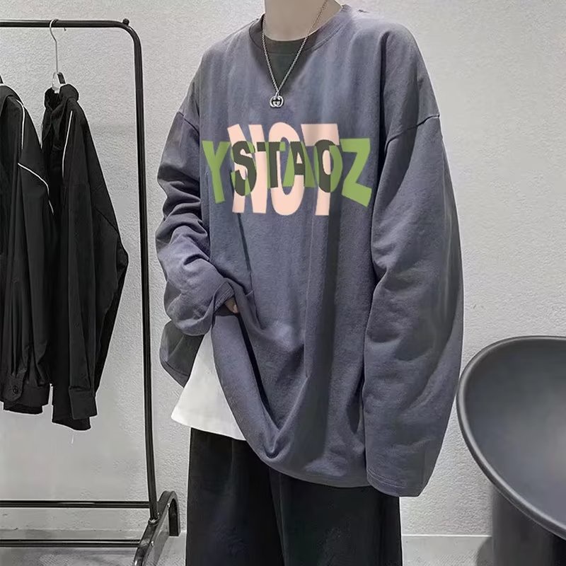 Áo Thun Tay Dài Cổ Tròn Dáng Rộng In Họa Tiết Hoạt Hình Phong Cách Hip Hop Nhật Bản Cho Nam size M-5XL