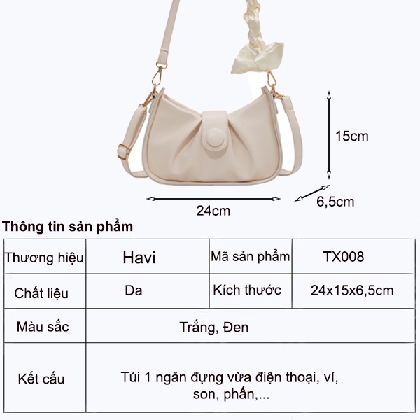 Túi Xách Nữ Đẹp, Đeo Chéo, Xách Tay Đi Chơi, Đi Làm dây nơ Thời Trang Havi  TX008