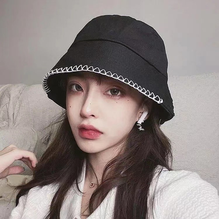 Đen Nón Tai Bèo Chất Liệu Cotton Phong Cách Retro Hàn Quốc Cho Nữ