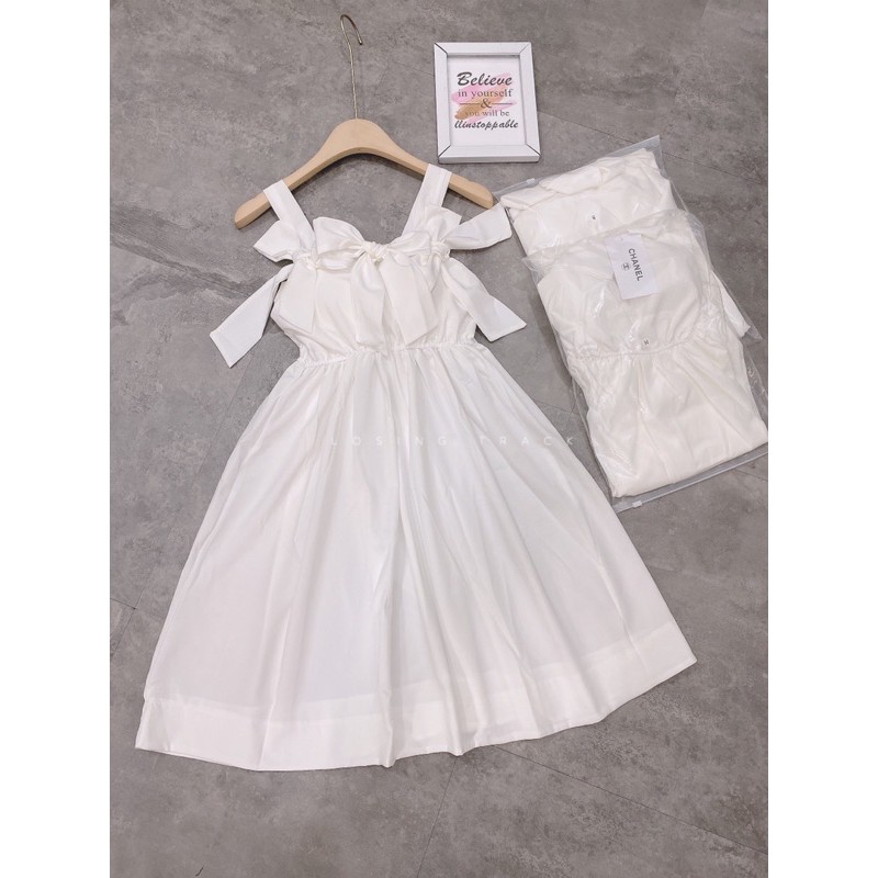 [Siêu Hot] Váy 2 Dây Trắng Nơ Ngực  Dáng Xoè, Đầm Nữ Trắng Bánh Bèo Siêu Xinh Có Ảnh Thật Kèm Video | BigBuy360 - bigbuy360.vn