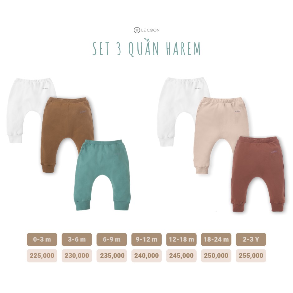 LE COON | SET 3 Quần HAREM | COMFY | 0-3 tuổi