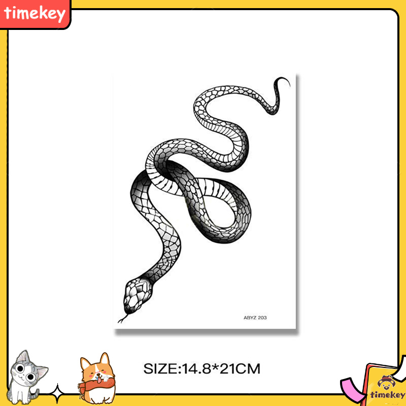 (Hàng Mới Về) Hình Xăm Dán Tạm Thời Chống Thấm Nước Họa Tiết Da Rắn Đen Cho Nam Và Nữ