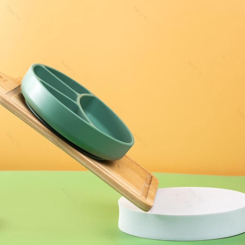 Khay Ăn Dặm Silicone 4 Ngăn Baby'Si Có Đế Hít Chống Đổ Cho Bé Nhập Khẩu Chính Hãng