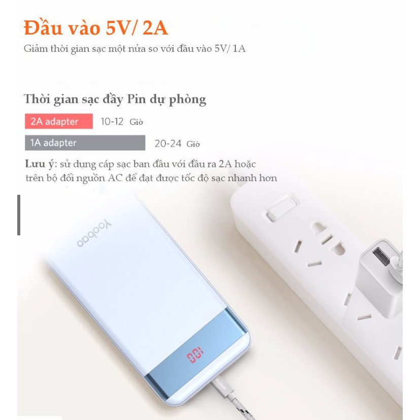 Pin Sạc Dự Phòng 20000mAh YOOBAO M20Pro có đèn pin LED Chính hãng