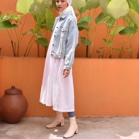 !!! Áo Khoác Jean Lửng Màu Xanh Nhạt 7.7 Myself Oversize Cho Nữ (Code 735)