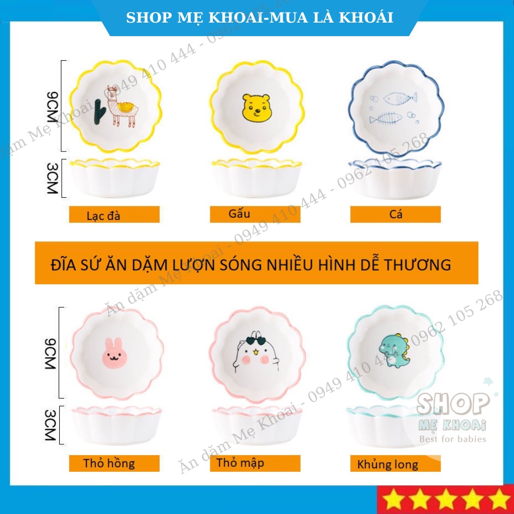 Đĩa sứ có viền sóng dễ thương dành cho bé ăn dặm-Shop Mẹ Khoai