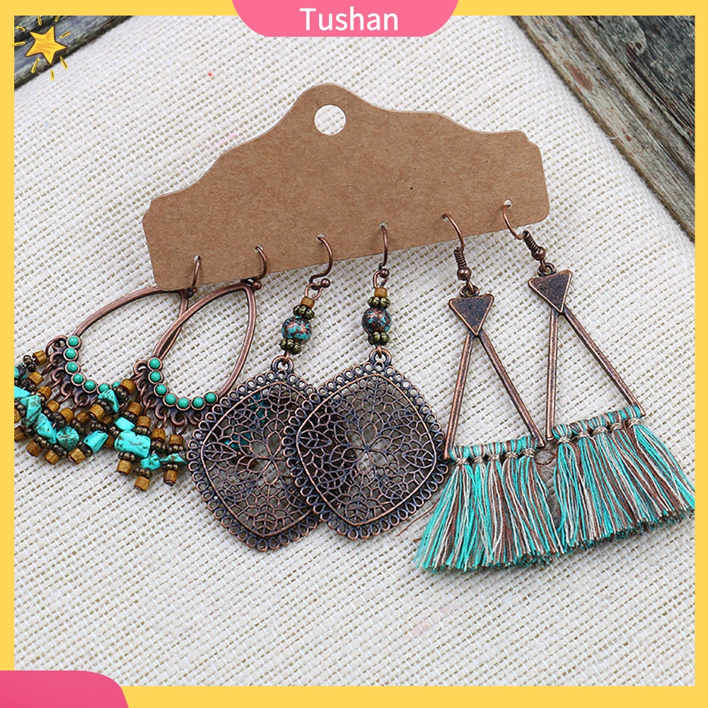 Set 3 Cặp Hoa Tai Phong Cách Vintage Thời Trang Dành Cho Nữ