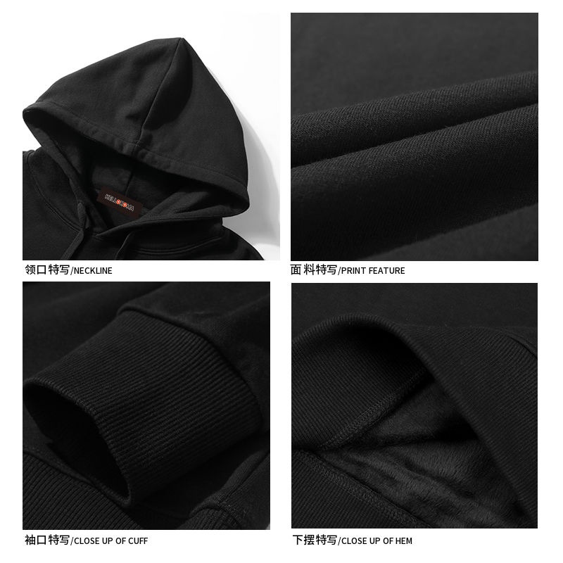 Áo Hoodie Lót Nhung Dày Dặn In Chữ Phong Cách Hong Kong Thời Trang Mùa Đông Cho Nam Và Nữ