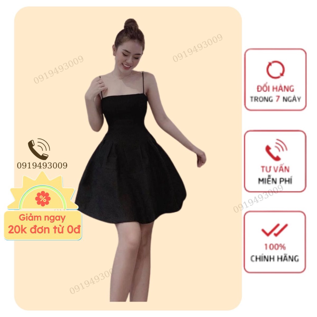 Đầm DỰ TIỆC váy 2 dây xòe đơn giản mà xinh Valisa Dress [CHẤT VẢI CHUẨN ĐẸP, CÓ ẢNH THẬT]