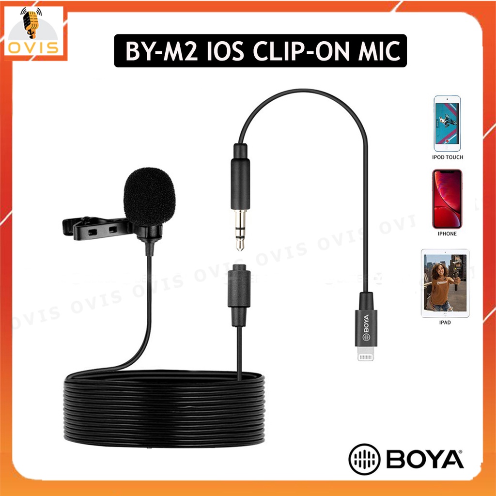 Micro Cài Áo Cổng Lightning Cho Các Thiết Bị iOS Thu Âm Phỏng Vấn Chuẩn MFi | Boya BY-M2 / BY-M2D