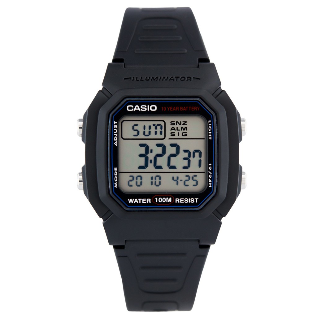 Đồng hồ nam dây nhựa Casio chính hãng Anh Khuê W-800H-1AVDF