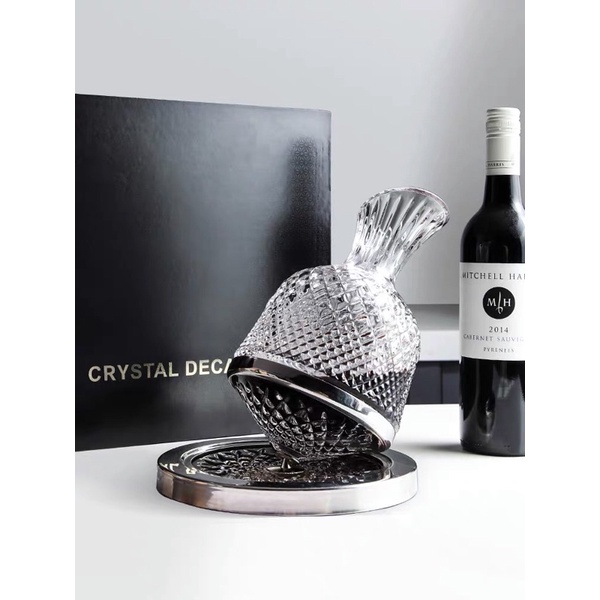 Decanter- Bình thở r-ư ợ u vang kèm đế xoay cao cấp- Cáo đeo nơ