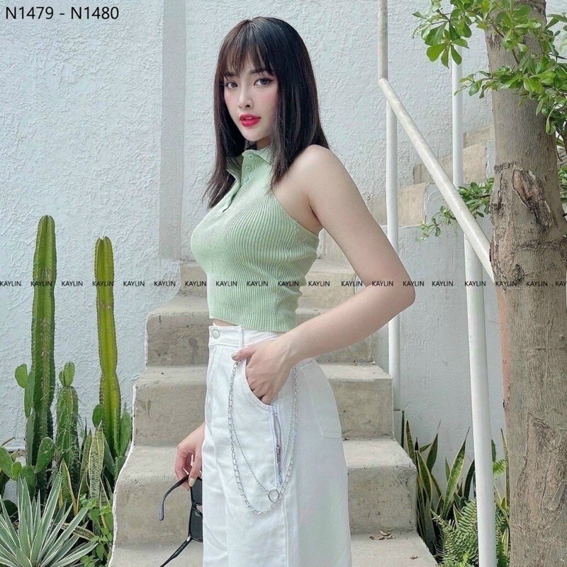 Áo YẾM Cổ Bẻ chất len dệt kim nhiều màu☘️☘️☘️n