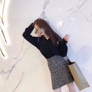 Chân Váy Ôm Kim Sa Lưng Cao