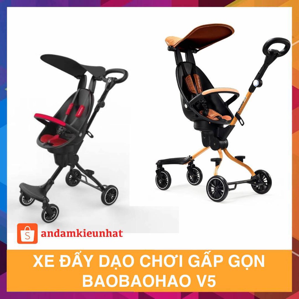 [Mã 267FMCGSALE giảm 8% đơn 500K] Xe đẩy dạo chơi gấp gọn cao cấp Baobaohao V5