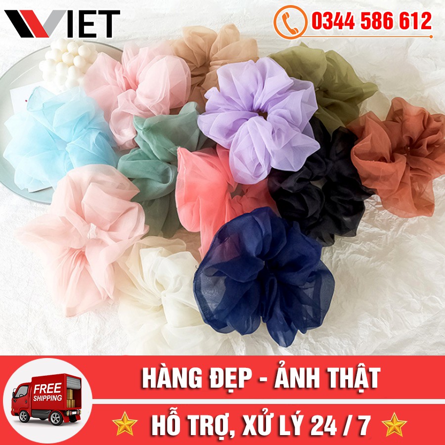 [SALE SỈ] Dây Buộc Tóc Vải Hàn Quốc Scrunchies Voan Kính - Cột Tóc Nhiều Màu Thời Trang