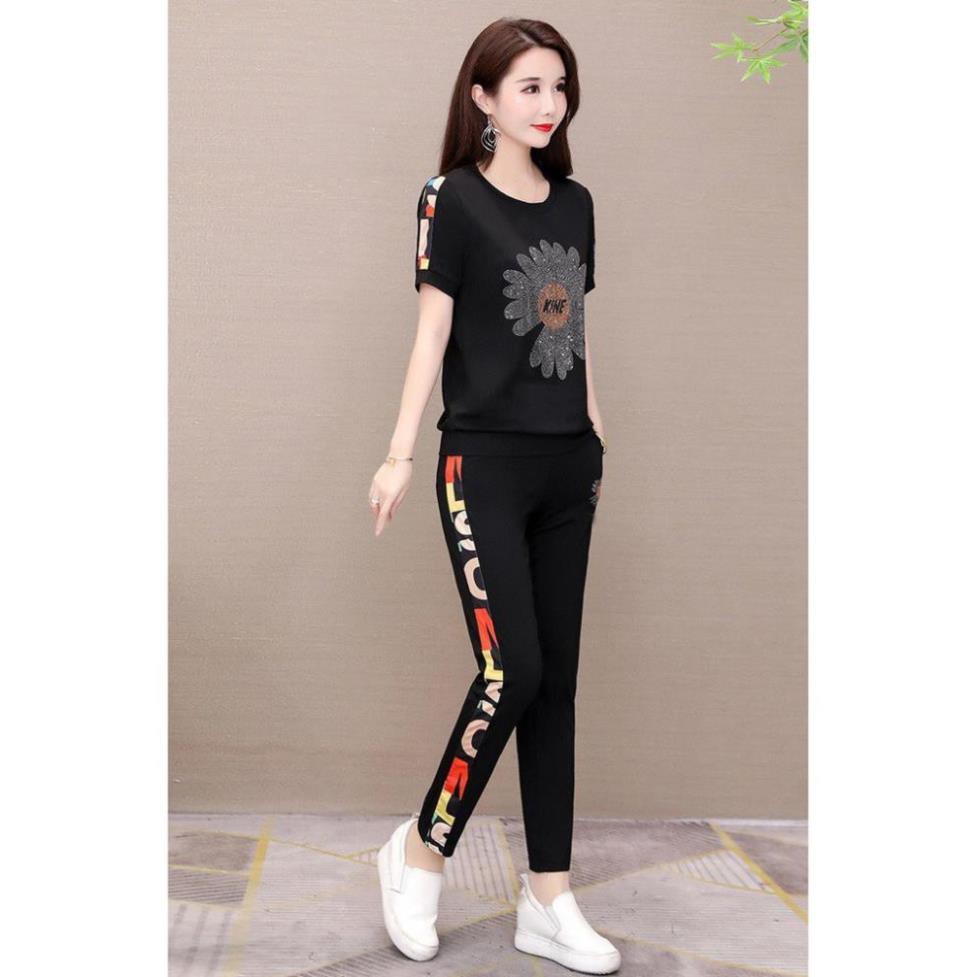 Set Bộ Thu Đông Đính Đá Hình hoa Cúc - Bộ Thun Cotton Cao Cấp Sang Trọng Cho Nàng Năng Động Thoải Mái Cho Mọi Hoạt Động | BigBuy360 - bigbuy360.vn