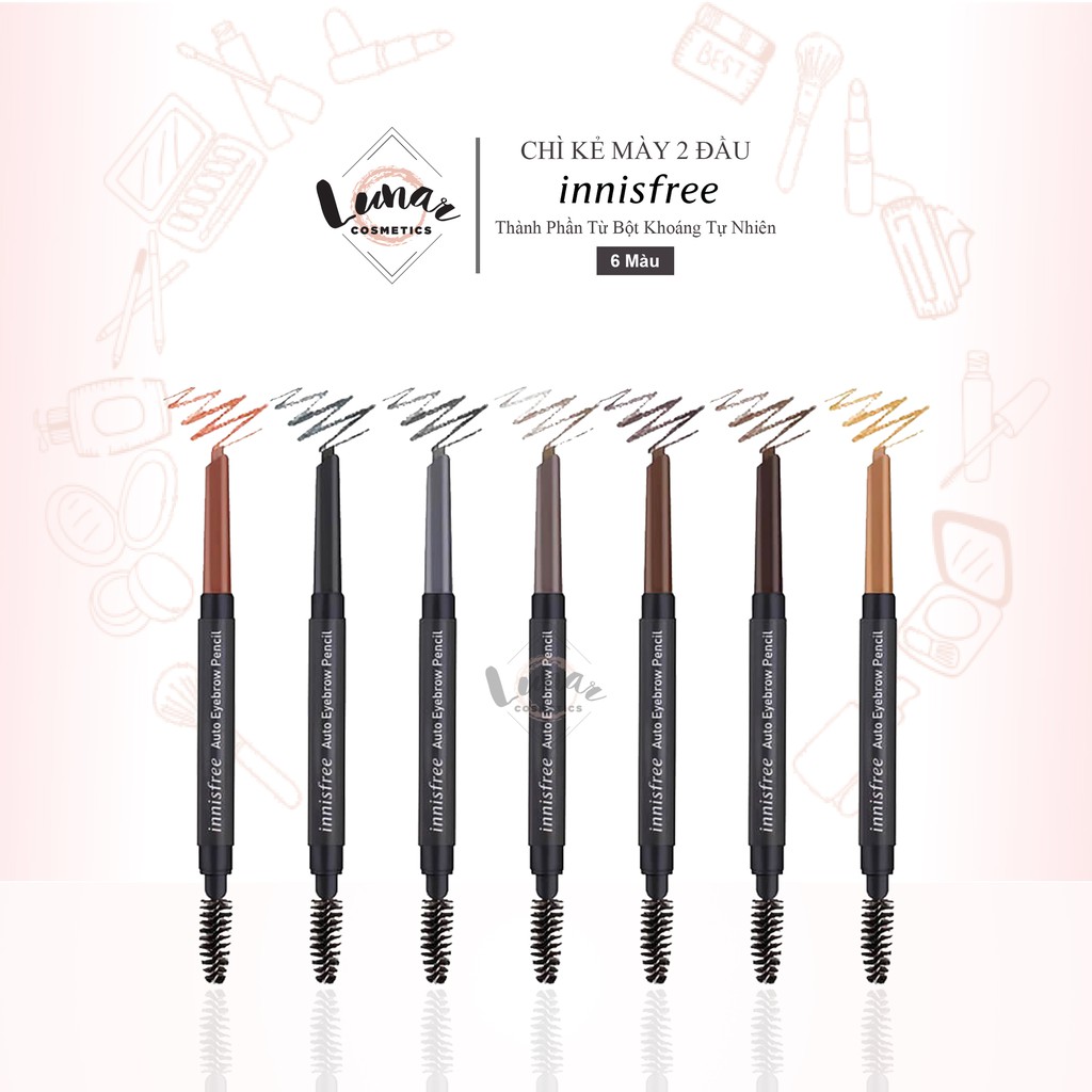 Chì Kẻ Mày 2 Đầu Innisfree Auto Eyebrow Pencil Đủ Màu Mẫu Mới 2020