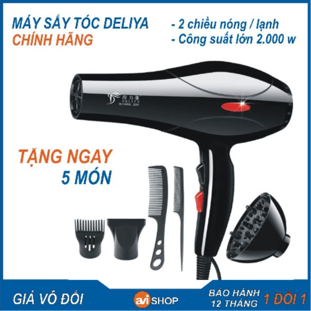 [ GIÁ VÔ ĐỐI ] Máy sấy tóc 2 chiều nóng – lạnh, Máy Sấy DELIYA 8018 công suất 2.000w - Tặng 5 Phụ Kiện Xịn –aviSHOP