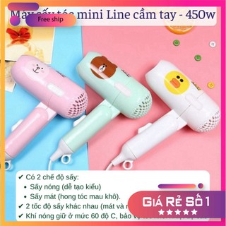 Máy sấy tóc line máy sấy mini 2 chế độ 400w thiết kế nhỏ gọn xinh xắn - máy sấy mini thích hợp đi du lịch công tác