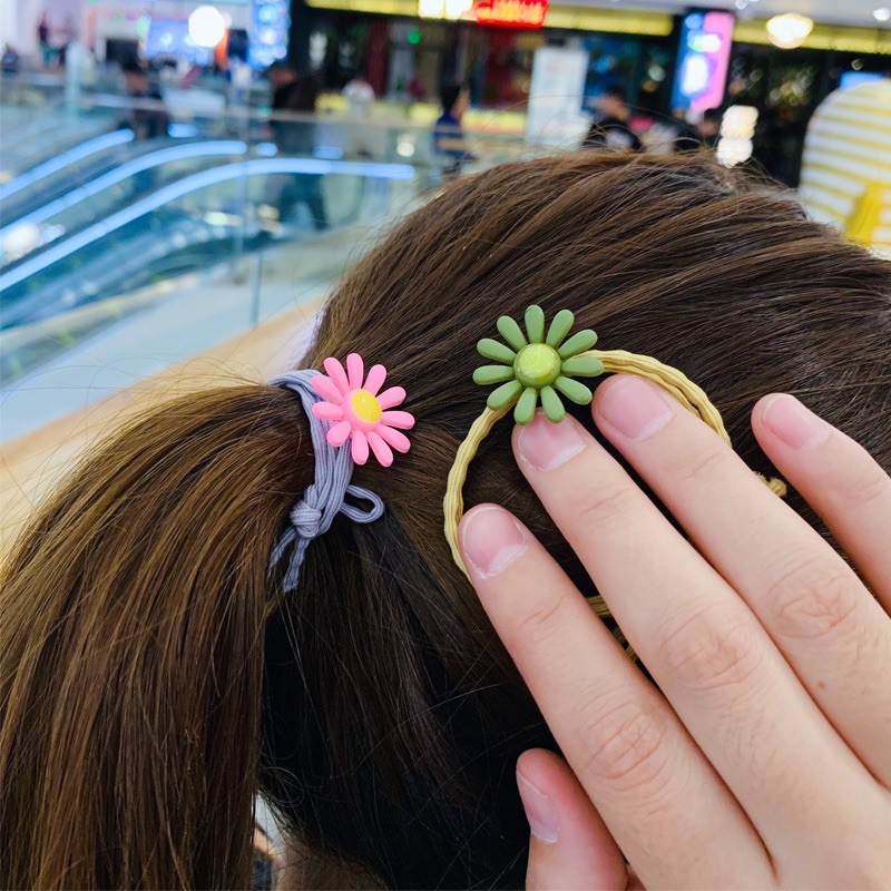 Dây Thun Chun Buộc Tóc Họa Tiết Hoa Cúc Xinh Xắn