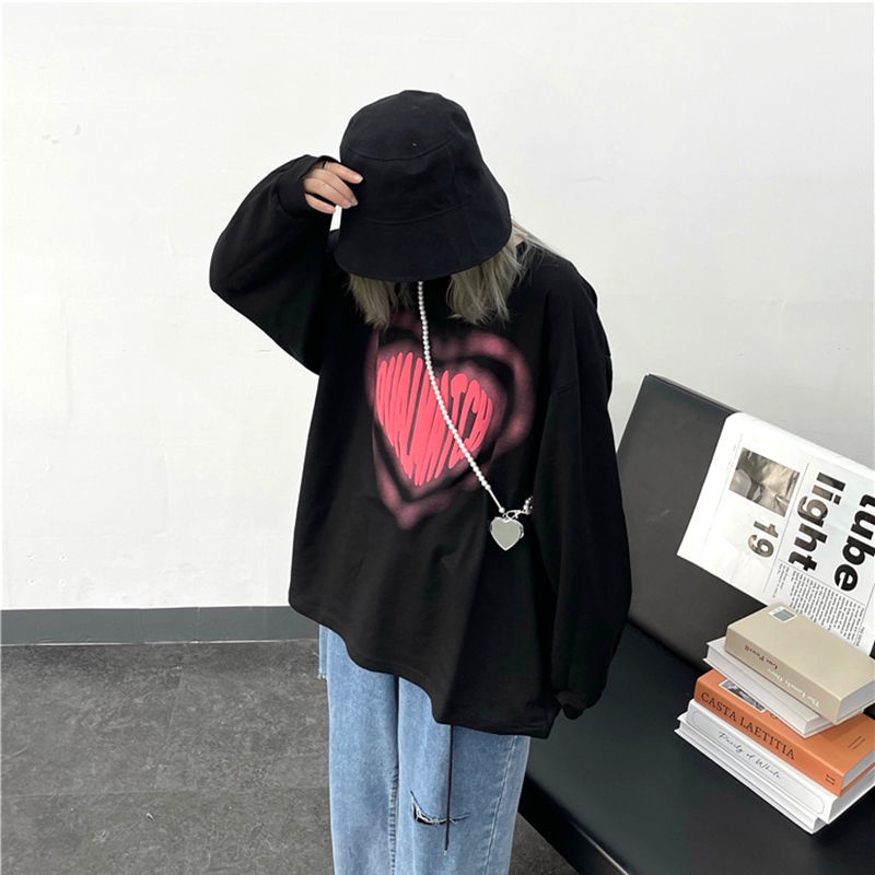 Áo Nỉ Nữ Dài Tay Cổ Tròn Form Rộng Thời Trang Hàn