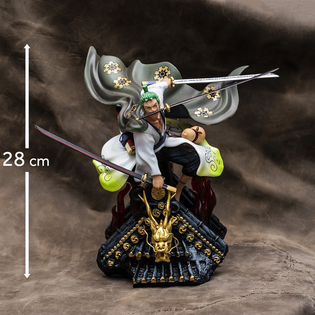 Mô hình One Piece Roronoa Zoro Wano cao 28cm - Mô hình trang trí One Piece Figure Zoro Wano trên mái