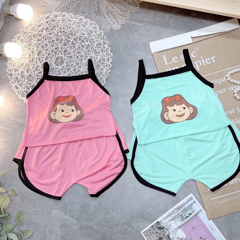 Bộ hai dây cotton 4 chiều hình cô gái cho bé gái từ 6-18kg