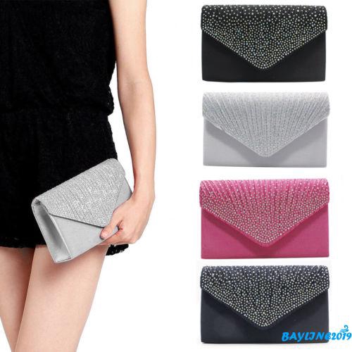 Ví cầm tay dự tiệc kiểu phong bì đính hạt kim tuyến lấp lánh thời trang