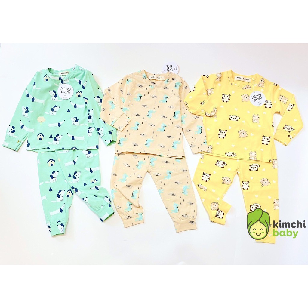 Bộ Dài Tay Cotton 100% Minky Mom Họa Tiết Cầu Vồng - Gấu Trúc - Khủng Long Dễ Thương Cho Bé MKM08 (Sz từ 7-19kg)