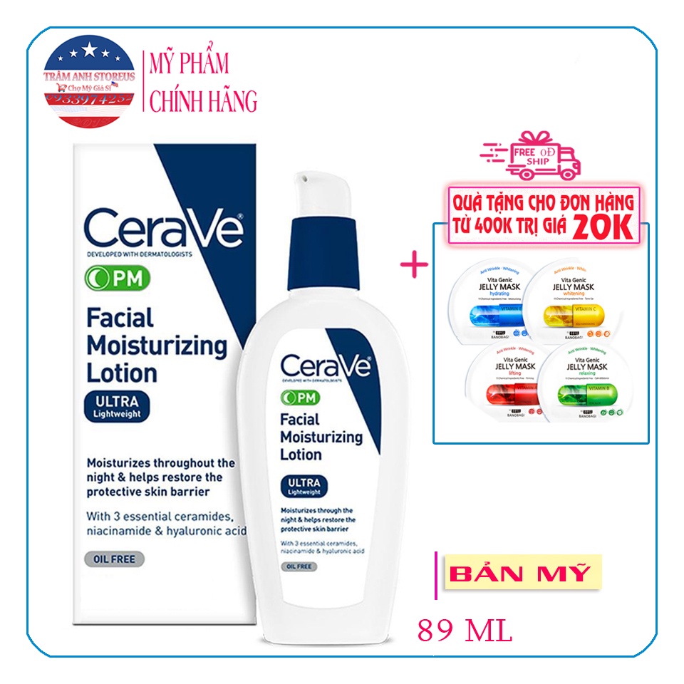 Kem dưỡng da ban đêm CeraVe Facial Moisturizing Lotion PM (4% Niacinamide)