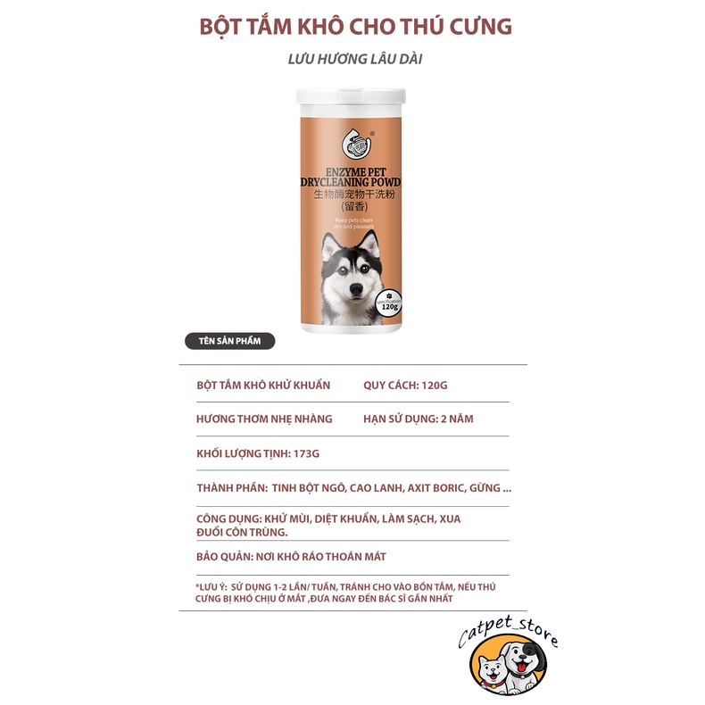 Bột tắm khô cho chó mèo, bột tắm khô tiện lợi cho thú cưng